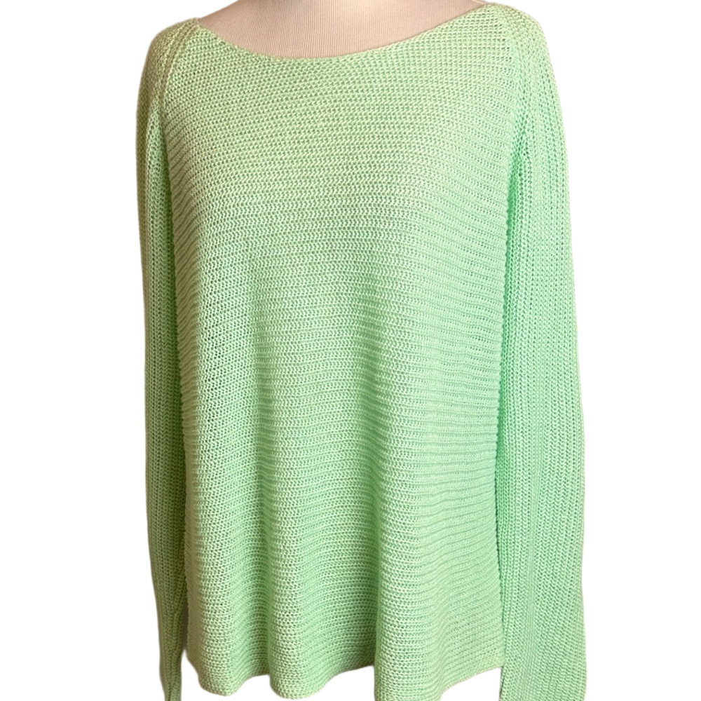 Eileen Fisher Organic Linen Tunic Sweater Medium Light Green - Picture 2 of 6